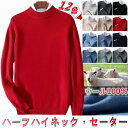 ウール100% プルオーバーセーター ハーフ ハイネック ウール ニット 長袖 メンズセーター カジュアル セーター sweater ハーフタートルネック 上着...