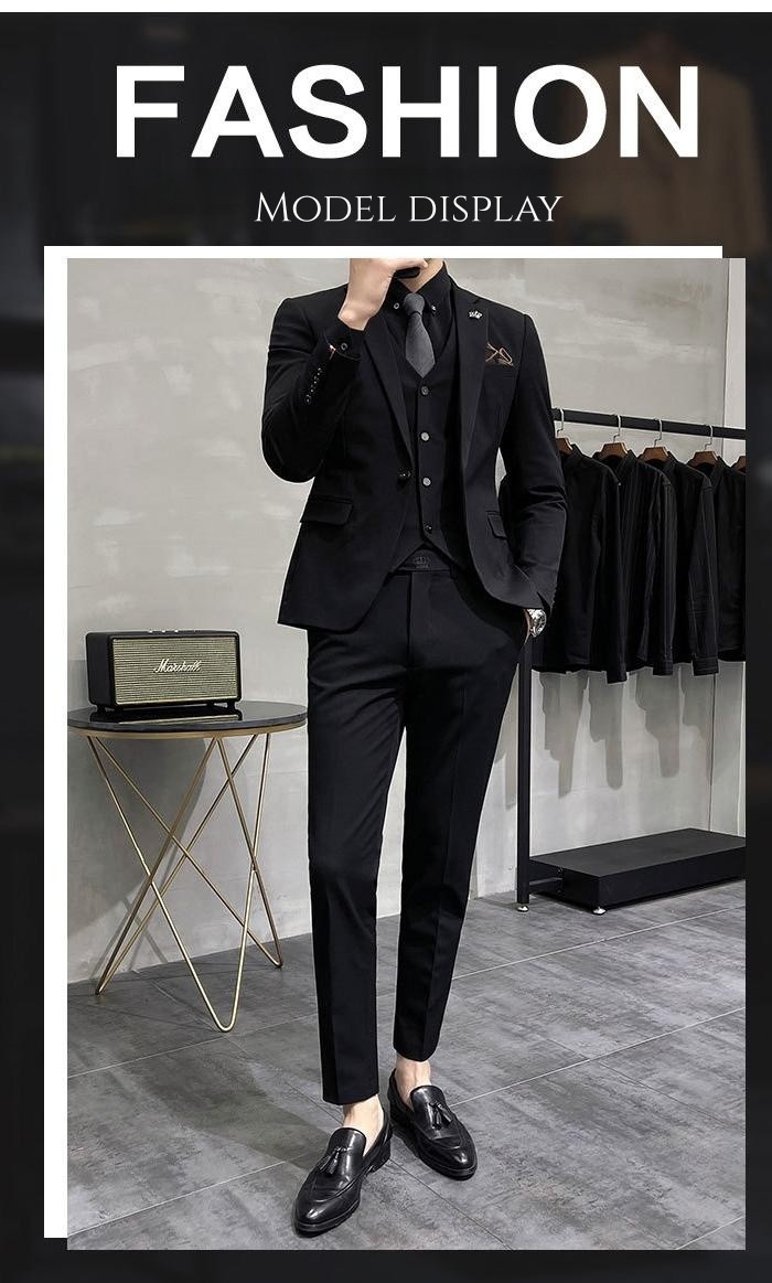 スリーピーススーツ セットアップ スーツ メンズ 長袖 テーラード ジャケット カジュアルブレザー テレワーク リモートワーク 服 ロングパンツ ボトム 九分丈 スラックス ベスト付き 三つ揃いスーツ 無地 伸縮性 結婚式 入学式 通勤 二次会 成人式 卒業式 紳士服 春服 秋物