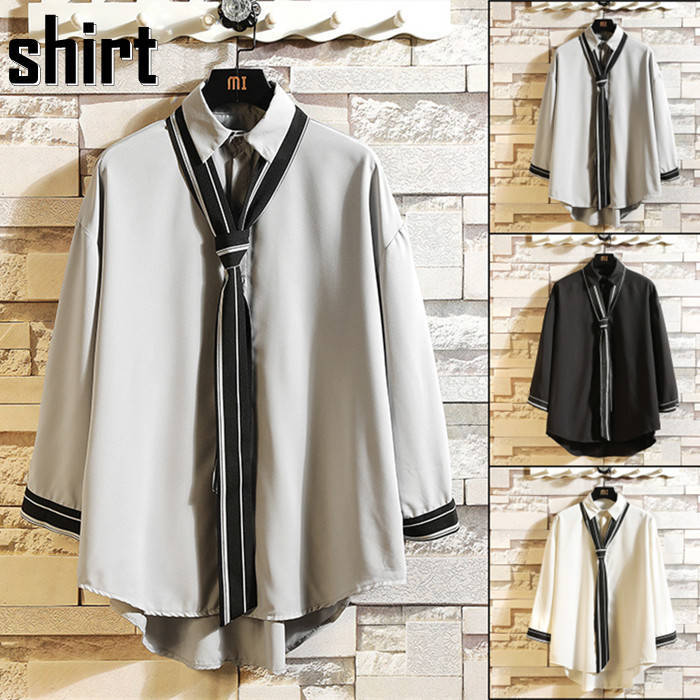 シャツ七分袖シャツメンズゆったり学...