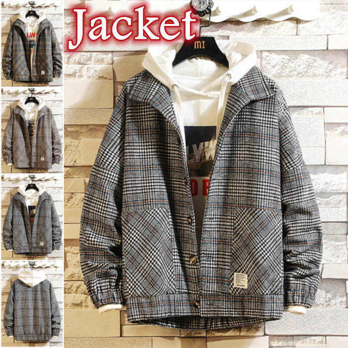 カジュアルジャケット ショートコート メンズジャケット チェック柄 ジャケット ゆったりジャケット カップルジャケット 長袖 アウター レトロ ダッフルジャケット 秋冬服 ファッション 大きいサイズ S-5XL