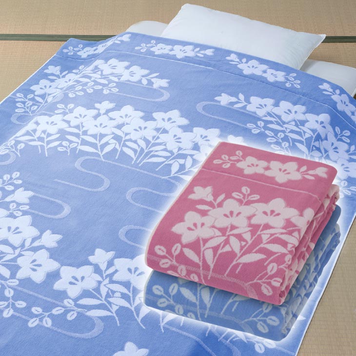 今治産桔梗柄ボリュームタオルケット 140×190cm