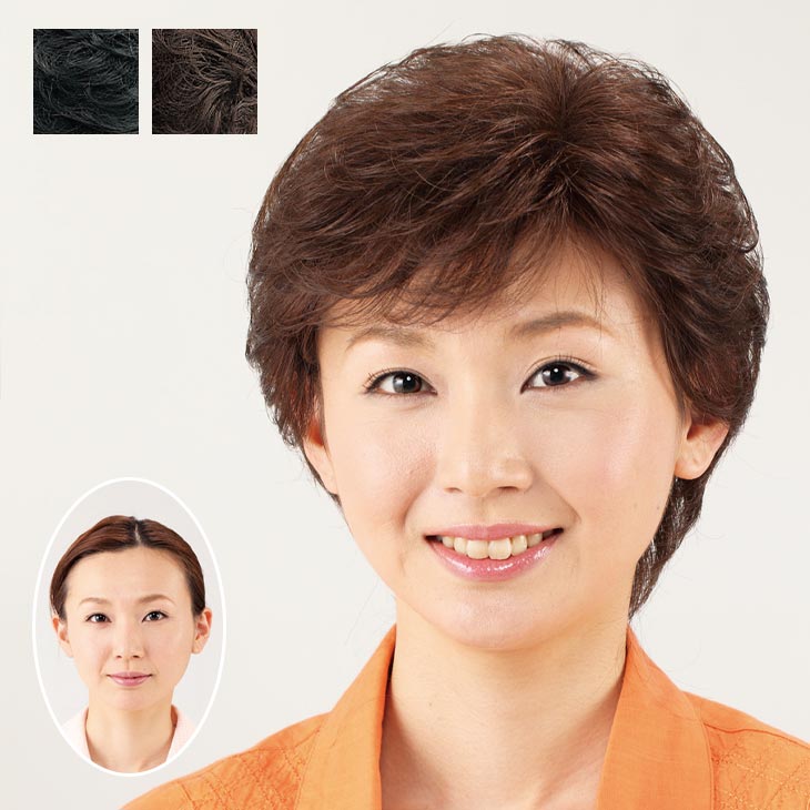 人毛100%カールショート おしゃれかつら ピン付き