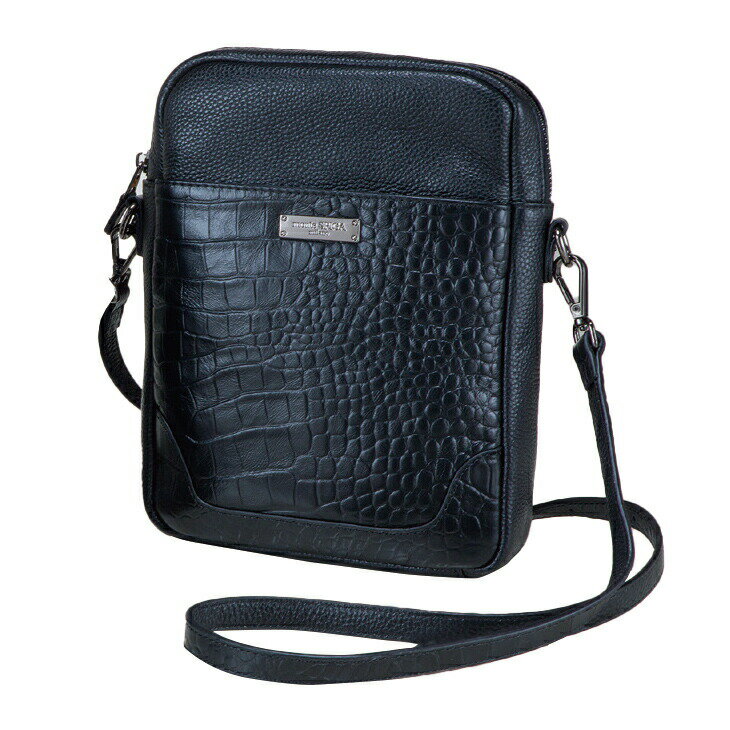 クロコ型押し総本革ショルダーバッグ 大 本革 ショルダーバッグ メンズ 牛革 型押しクロコ 敬老 敬老の日