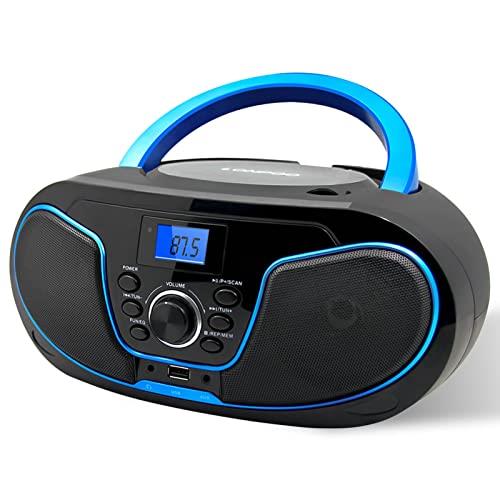 LONPOO ステレオ CDプレーヤー bluetooth対応 FMラジオ MP3再生 USB/AUX入力 ヘッドフォンジャック LCD..