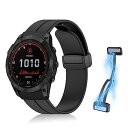 RicYeel 26mm QuickFit 磁気付き バンド Garmin Fenix 7X/Fenix 6X/6X Pro/Fenix 5X 対応 シリコン クイックフィット マグネット付き 交換用バンド 柔らかい スポーツ 替えバンド Garmin Instinct 2X/Fenix 5X/Fenix 3 HR ブラック