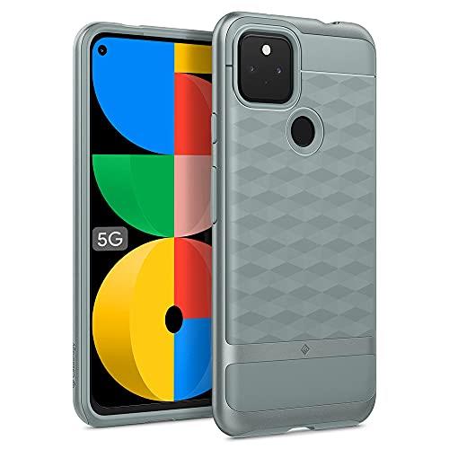 Caseology Google Pixel 5a 5G ケース TPU PC カバー 耐久性 立体パターン パララックス - セージグリーン