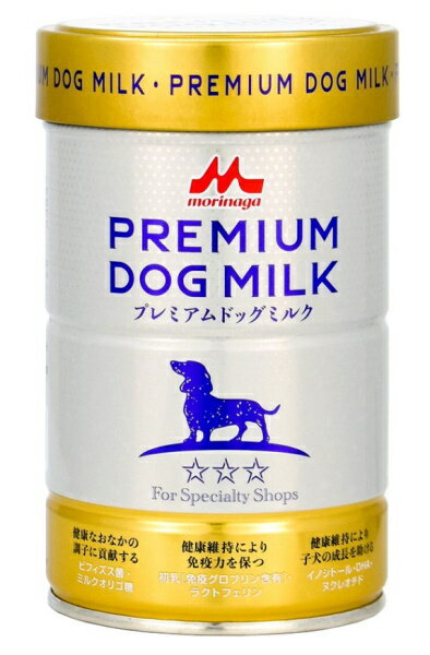 お得なセット販売はこちら ■商品詳細 幼犬の発育と免疫維持に配慮。初乳やラクトフェリン等の機能性素材を豊富に配合したミルクです。 1.幼犬の発育と免疫に配慮した総合栄養食です。 2.成分をより母乳に近づけ、乳糖を調整した特殊調製粉乳です。 3.特殊な加工技術により溶解性を改善しました。 4.生体の健康維持に重要なたんぱく質であるラクトフェリンを配合しました。 5.免疫グロブリンを含む初乳（牛）を配合しました。 6.DNAの構成単位で種々の機能性を持つヌクレオチド（核酸）を配合しました。 7.イノシトール、Lーアルギニン、Lーシスチン、DHA、ビフィズス生菌、ミルクオリゴ糖を配合。健康をサポートします。 8.成犬やシニア犬にもご使用いただけます。（1日に必要なカロリーの20％以内を目安） ■内容量 150g ■原材料 乳類(カゼイン、脱脂粉乳、乳清たんぱく)、油脂類(動物性油脂、植物性油脂)、ミネラル類（Ca、P、K、Na、Cl、Mg、Fe、Cu、Mn、Zn、I）、卵黄粉末、初乳(牛)、pH調整剤、乳化剤、DHA粉末、アミノ酸類(L-アルギニン、L-シスチン、タウリン)、香料（ミルククリーム）、ビタミン類（A、D、E、K、B1、B2、B6、B12、C、ナイアシン、パントテン酸、ビオチン、葉酸、イノシトール、コリン、L-カルニチン、β-カロテン）、ラクトフェリン、乾燥酵母、ミルクオリゴ糖、動物用ビフィズス生菌、ヌクレオチド ■成分 たんぱく質・・・34.0％以上 脂質・・・33.0％以上 粗繊維・・・0.3％以下 灰分・・・7.5％以下 水分・・・6.0％以下 ■カロリー 544kcal/100g ■機能 総合栄養食 ■対象 子犬用・成犬用・シニア犬用 ■原産国 日本 ■注意事項 ・離乳後の幼犬、または成犬、シニア犬に与える場合はご使用の食事（フード等）の1日総カロリー20％以内で適度の濃度に溶かして飲ませるか、そのまま食事に振りかけて与えてください。 ・添付スプーンすり切り1杯は約2g、約11kcalです。 ・缶の中にスプーンと脱酸素剤が入っています。ご使用の際はこの脱酸素剤をペットや乳幼児が口にできない場所に廃棄してください。 ・直射日光を避け室温で保存し開缶後は湿気、虫、ホコリ、髪の毛などが入らないようにフタをきちんとしめてください。 ・乾燥した涼しい清潔な場所に保管し、冷蔵庫には入れないでください。開缶後はなるべくお早めに1ヶ月を目安にご使用ください。 [ブランド別][M][mori-nyu(森乳サンワールド)][JAN:4978007001725]