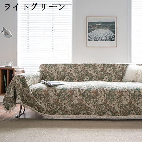 マルチカバー 1枚入り エスニックプリント 180*230cm インド綿100％ ライトグリーン イタワ アソート ..