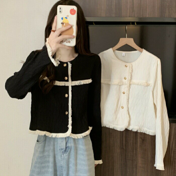 トップス カーディガン ジャケット 羽織り リンクル シワ加工 プルオーバー フリンジ エレガント レディース 大人 可愛い きれいめ カジュアル フェミニン 長袖 シンプル おしゃれ 通勤 オフィス ブラック 黒 ベージュ 春 秋 冬 20代 30代 40代 50代