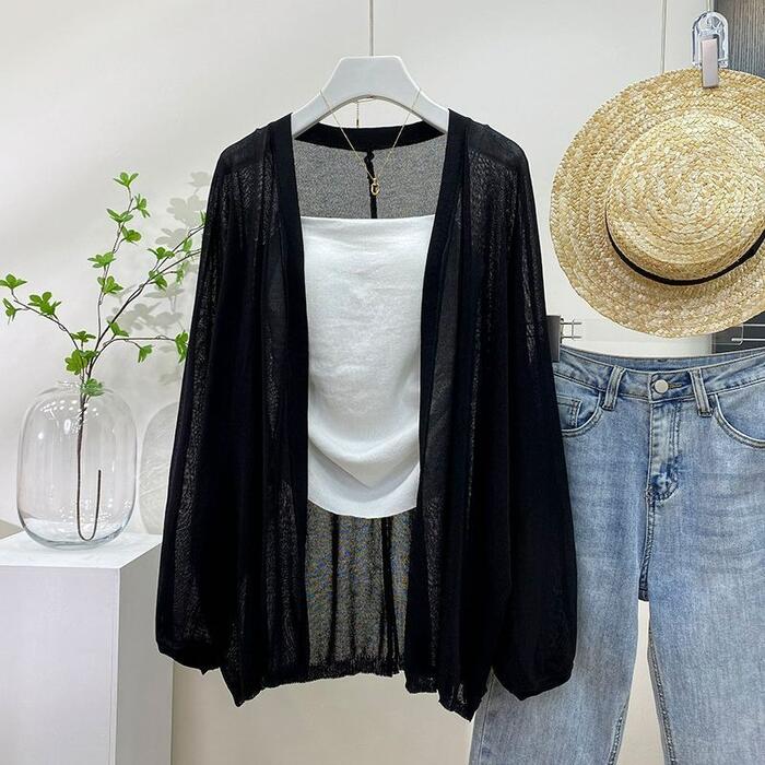 トップス ニット カーディガン 羽織り シアー エレガント レディース 大人 可愛い 長袖 きれいめ カジュアル フェミニン おしゃれ 薄手 透け感 シンプル ナチュラル ベージュ ピンク グリーン 緑 ブラック 黒 春 秋 夏 20代 30代 40代 50代