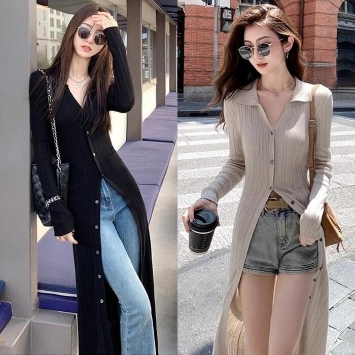 トップス ニット カーディガン アウター 羽織り ワンピース カットソー 襟付き レディース 大人 可愛い きれいめ カジュアル 長袖 タイト スリム シンプル ベーシック ベージュ ブラック 黒 春 冬 秋 20代 30代 40代 50代