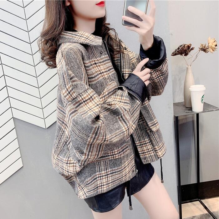 アウター ジャケット コート ブルゾン チェック レディース ジップアップ きれいめ カジュアル おしゃれ 長袖 大人 可愛い トラッド かっこいい 羽織り ゆったり 体型カバー ベージュ グレー 春 秋 冬 20代 30代 40代 50代