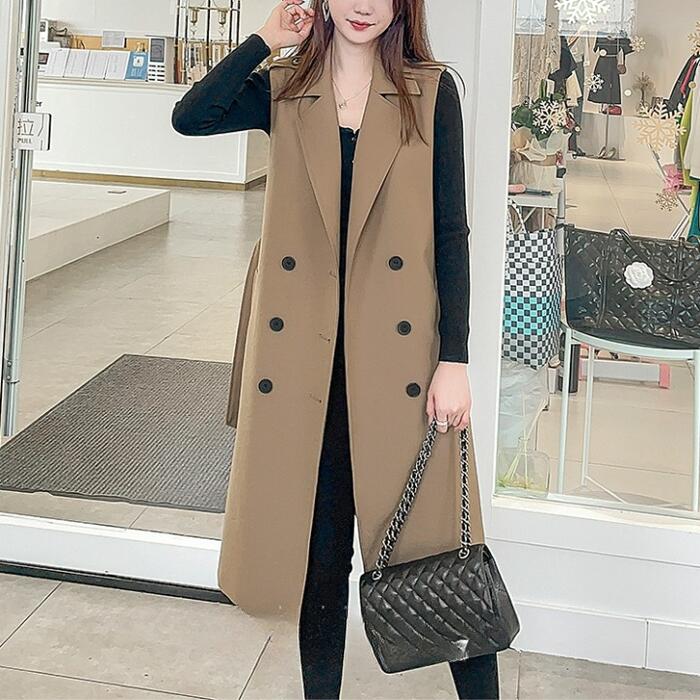 ジャケット アウター ノースリーブ 羽織 コート テーラードジャケット レディース エレガント きれいめ カジュアル おしゃれ ロング丈 ベスト ジレ 薄手アウター オフィス 通勤 ベージュ 春 夏 秋 20代 30代 40代 50代