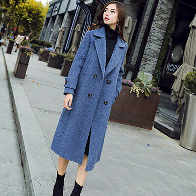 チェスターコート レディース 秋 冬 ロングコート きれいめ カジュアル かっこいい アウター 袖あり 長袖 春 秋 冬 韓国 コーデ お出かけ デート シンプル 高見え エレガント 厚手 通勤 ブルー 青 20代 30代 40代 50代