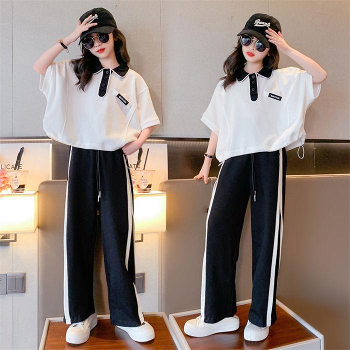 セットアップ 子供服 2点セット キッズ 半袖 女の子 ブラウス 春秋 上下セット トップス polo ガウチョ..