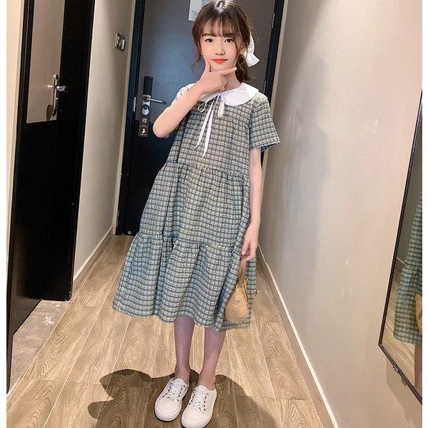 可愛い キッズ 蝶結び おしゃれ 新品 半袖 通学着 春夏 子供ドレス 女の子 子供服 ジュニア 膝丈ワンピ..