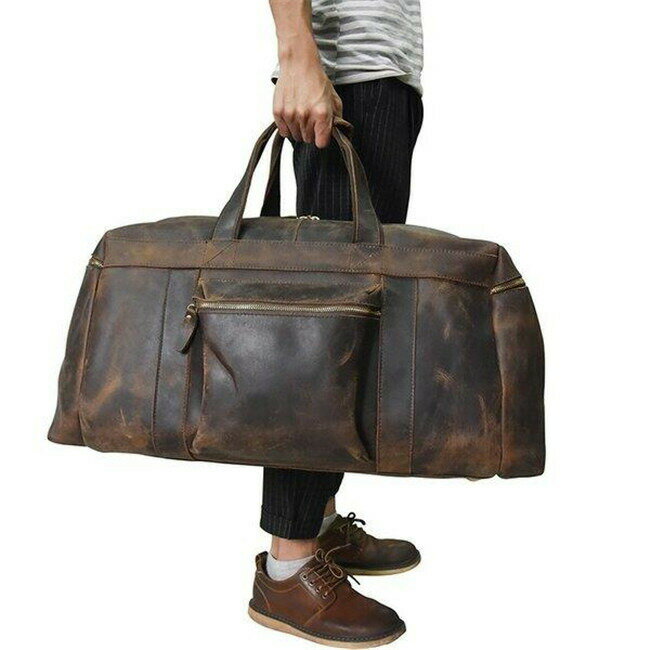 ブラウン トラベルバッグ ゴルフ鞄 帰省 出張 メンズ 2泊3日 本革 ボストンバッグ アンティーク 2way 機内持ち込み 手提げバッグ 旅行 レザー