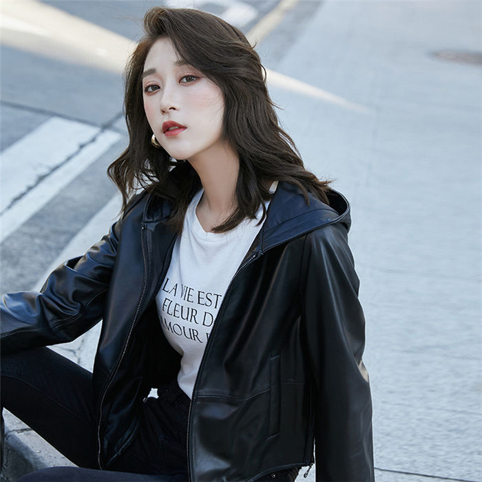 革コート レディース 本革ジャケット 送料無料 ジャケット 秋冬アウター フード付き 女性 ブラック ショート丈 リアルレザー ラムレザージャケット 長袖