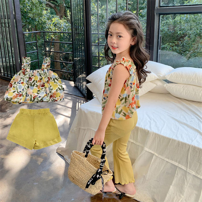 花柄 キッズ 130 上下セット 100 ショットパンツ 子供服 ブラウス パンツ シャツ 120 ガールズ 女の子 ..