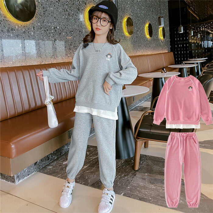 女の子 カジュアル 子供服 おしゃれ キッズ スポーツウェア セットアップ 可愛い 子供ジャージ ロング..