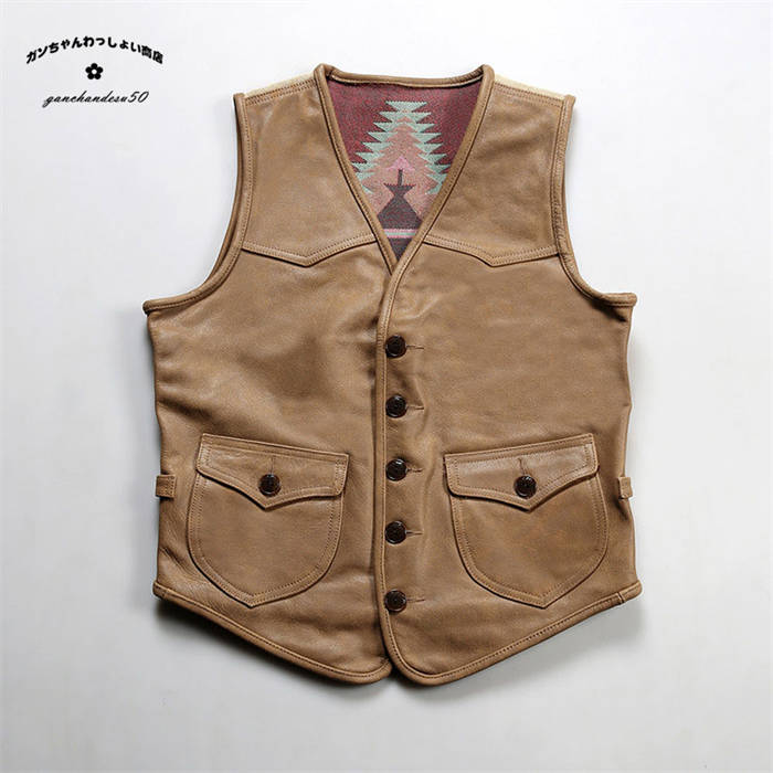 メンズ ファッション レザーベスト パンク風 お洒落 レザー バイク革ベスト ライダースベスト 送料無料..