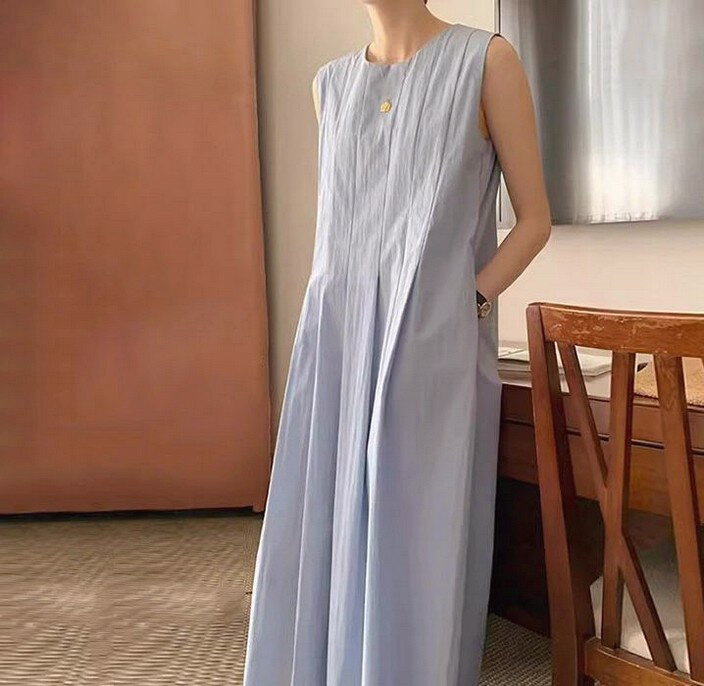 ワンピース 夏 ロングワンピース レディース ロングワンピ タンクワンピース タンクワンピ プリーツワンピース ノースリーブ リゾートワンピース 大人 可愛い ゆったり ハワイアン ナチュラル 無地 ブラック ベージュ ブルー