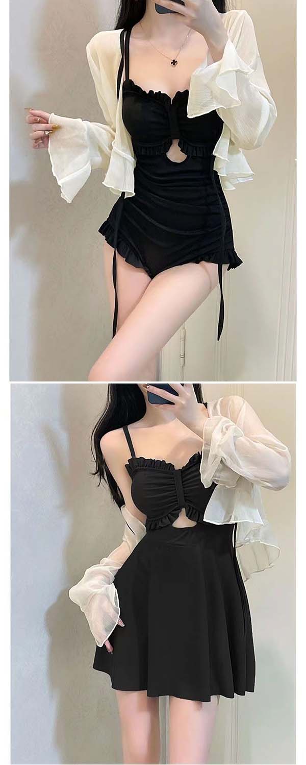 ファミリーストークショップの水着 レディース 体型カバー セパレート 女性 女性用 オトナ女子 レース 無地 ビキニ スカート スカート セクシー パッド付き 大 小胸 バストワンピース オトナ女子 お腹 お尻 太もも カバーアップ 露出控えめ 女子 高校生 大人 S M L XL｜アングル3