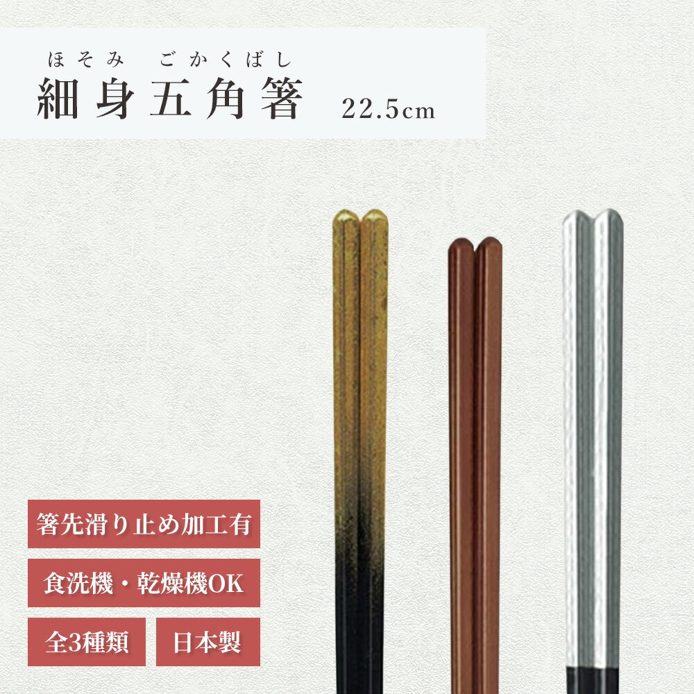 箸 食洗機対応 ｜ 細身五角箸 来客用 お箸 箸 業務用 かわいい箸 箸 おしゃれ お箸 すべらない箸 持ちやすい箸 プレゼント ギフト 送料無料 メール便 お洒落 高級 福井クラフト粋 日本製 ｜ PBT22.5cm細身五角箸 全3色 福井クラフト