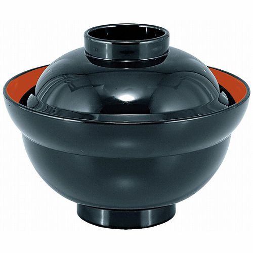 6寸 かがみ丼 黒内朱 TA 蓋付き 丼 和食器 食洗機対応 業務用 飲食店