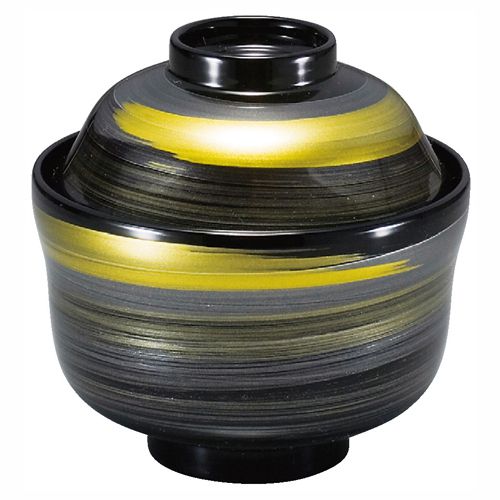 お椀 食洗機対応 ｜ 汁椀 汁物椀 吸物椀 味噌汁椀 吸物椀 吸い物椀 蓋付き 蓋付き椀 フタ付き 漆器 漆塗り 日本製 おわん 耐熱 樹脂製 蕎麦 そば 年越 年越し 和食器 飲食店 来客用 業務用 プレゼント ｜ まゆ型吸物椀 黒一筆かすり TA 福井クラフト