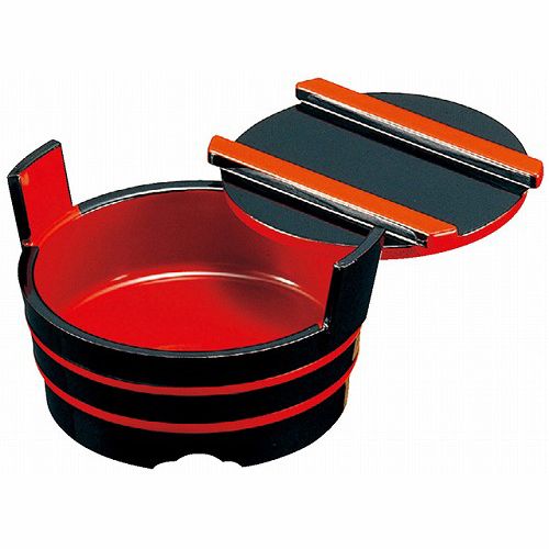 4寸 手桶 黒朱ひも （蓋付） A 業務用 飲食店