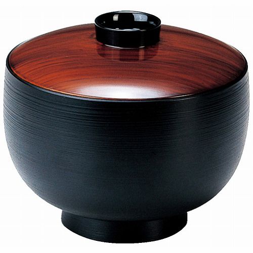 つぼみ椀（小） 木目/黒刷毛目 木質 業務用 飲食店