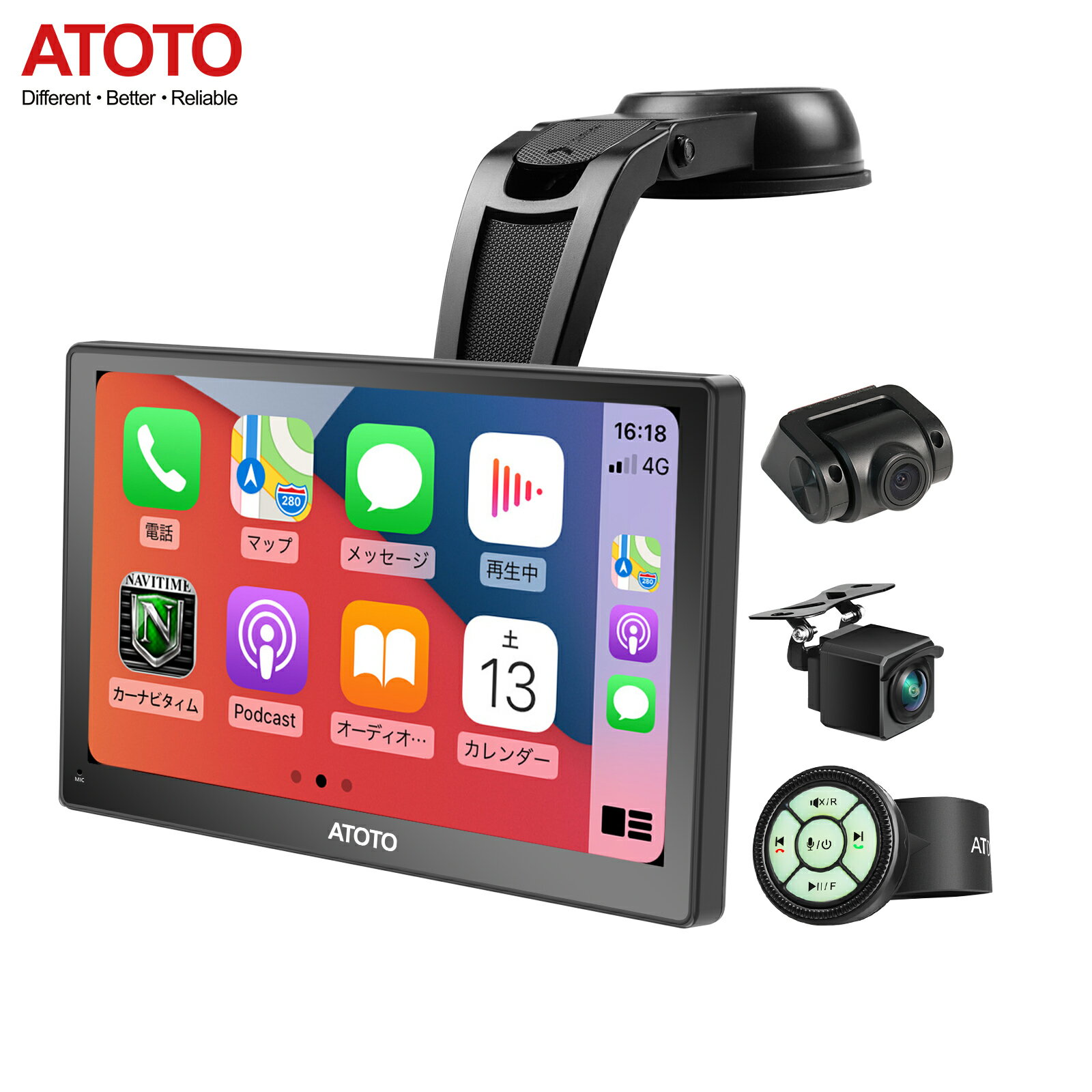 atoto p8 ドラレコ ナビ ポータブルナビ オンダッシュ 後付け ナビゲーション 7インチ androidナビ バックカメラ carplay ポータブル ワイヤレス フルHD 7inch carplayナビ ループ録画 ナビ