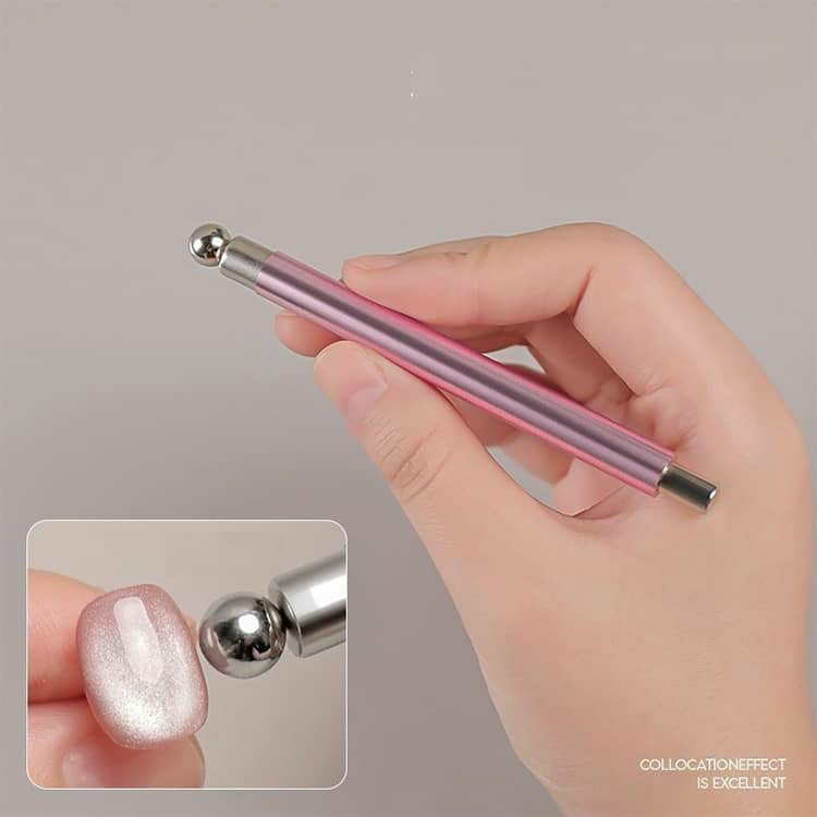 超強力 丸型スチールボールマグネット ダブルヘッド ネイルアート ネイルマグネット 猫目デザインツール 3Dキャッツアイネイル効果 ネイル用ロングスティックマグネット セルフネイル マグネットネイル 球体 磁石 強力 初心者でも成功率アップ 2