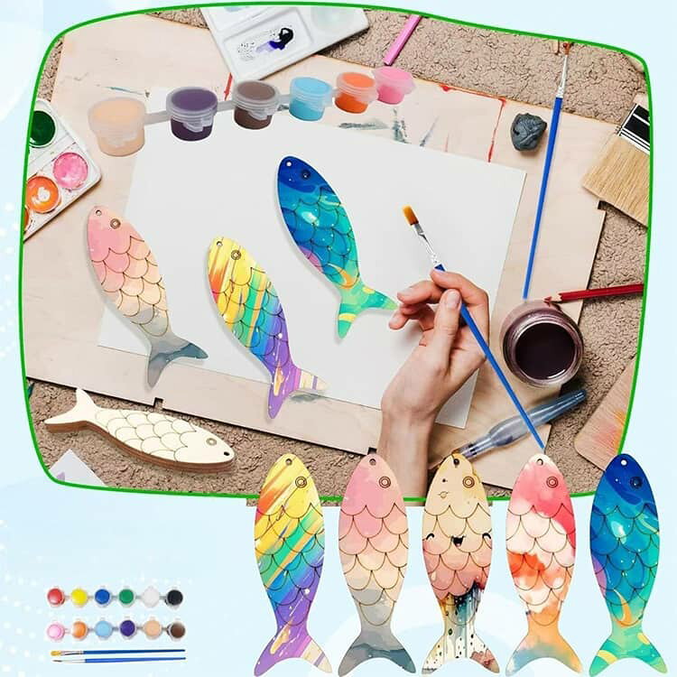 【40個セット】 魚 子供の日 木製 キッズ 幼児 魚モチーフ パーツ 切り抜き ウッド...