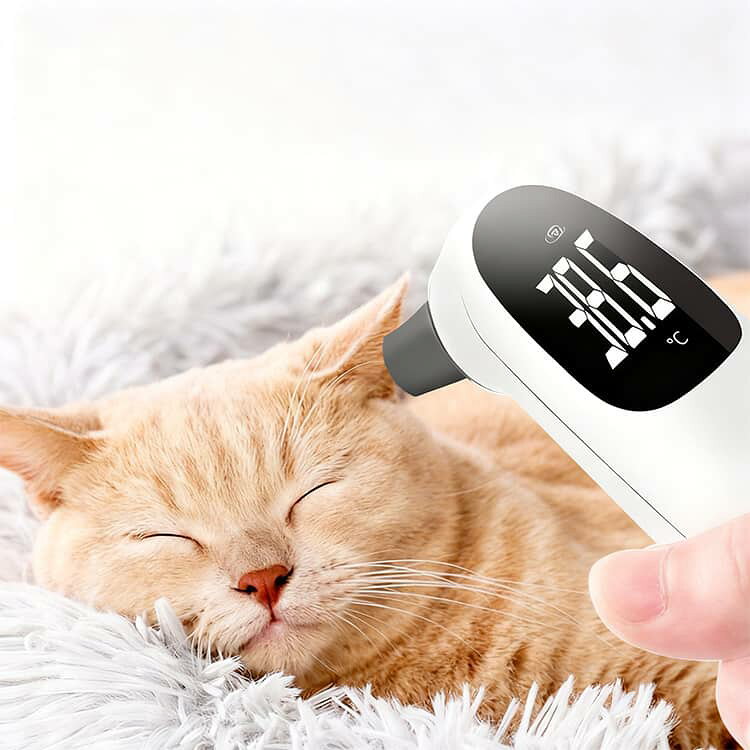 株式会社FAMオンラインショップの体温計 ペット用 非接触 犬・猫対応 ペット体温計 赤外線 耳式温度計 正確 1秒高速測定 USB充電式 デジタル表示 発熱アラート付 検温 早い体温 熱 発熱 体温測定 体温計測 温度 スピード測定 記録 短時間測定 32～42.9℃測定対応 操作簡単 携帯便利｜アングル2
