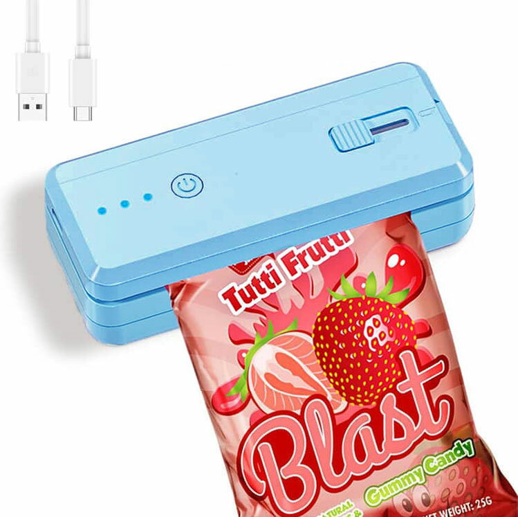 家庭用 ヒートシーラー 小型シーラーハンディ フードシーラー 予熱不要 操作簡単 1300mAh Type-C充電式 10cmシール幅 背面マグネット 内蔵マグネット閉合 カッター付き 軽量 携帯便利 食材新鮮保存密封 お菓子 3段階の加熱レベル付き 手芸 工作 キーホルダー作り 3