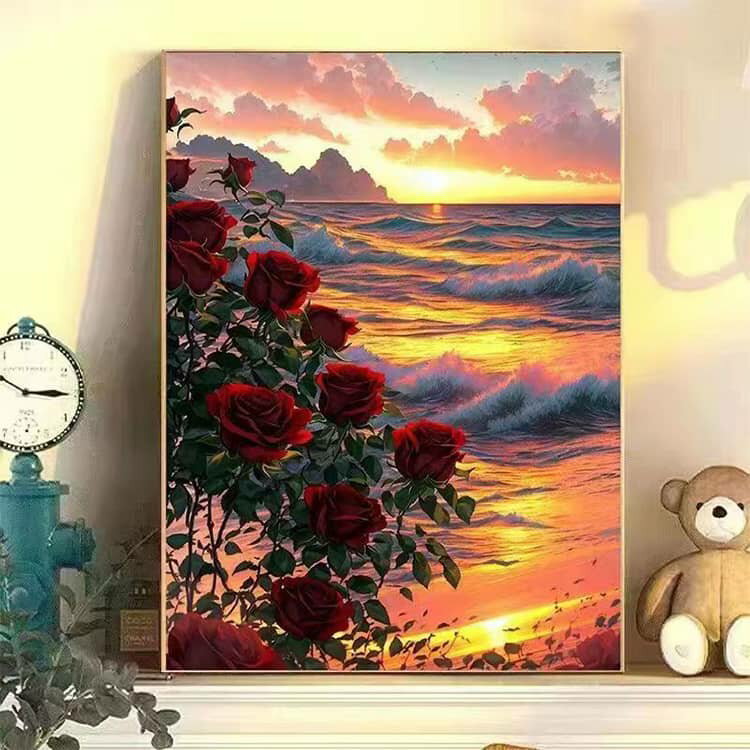 数字で塗り絵 数字油絵 ナンバーペイント キャンバスの油絵 フレーム付き 絵の具付き 風景 花 DIYアート 油彩画 ギフト 油絵塗り絵 40cm×50cm 30cm×40cm 塗り絵キット 暇つぶし ストレス解消 贈り物 ギフト 誕生日 プレゼント 送料無料 2