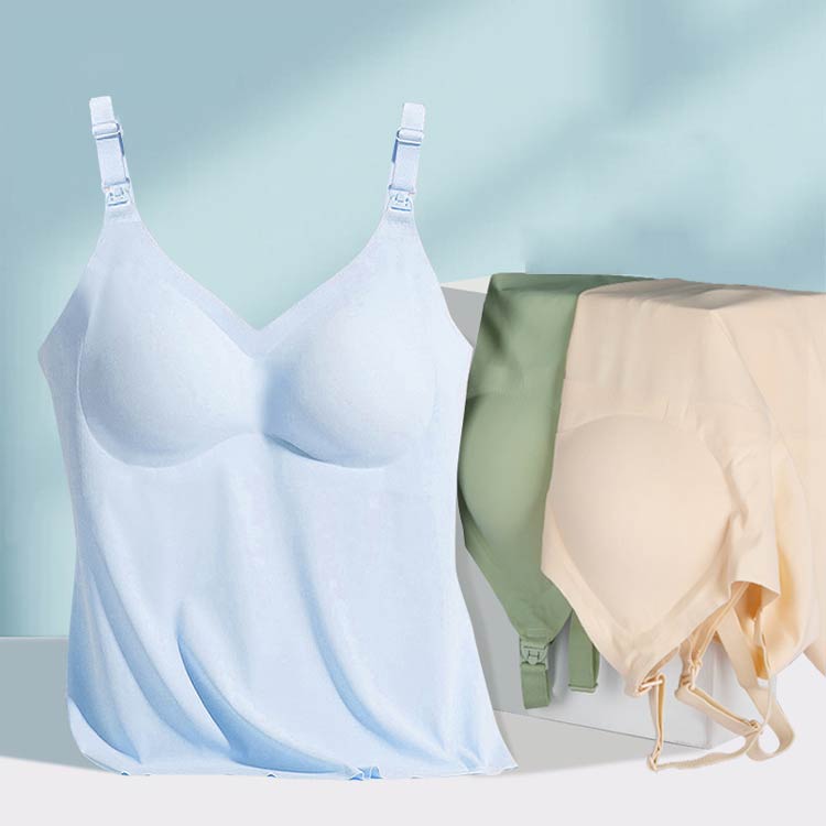 株式会社FAMオンラインショップの敏感肌 授乳キャミソール カップ付き 授乳ブラ 授乳キャミソール ストレスフリー 接触冷感 ひんやり 涼しい 授乳キャミソール 授乳服 完全母乳 ノンワイヤー マタニティブラ 大きいサイズ 下着 垂れ防止 産前 産後 妊婦 授乳キャミ｜アングル2