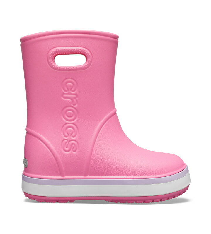 クロックス crocs【キッズ レインブーツ】Crocband Rain Boot Kids/クロックバンド レインブーツ キッズ/ピンクレモネードxラベンダー｜**