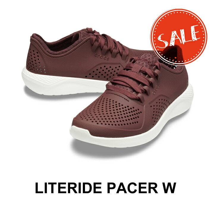 クロックス crocs【レディース スニーカー】Literide Pacer W/ライトライド ペイサー ウィメン/バーガンディxホワイト｜##