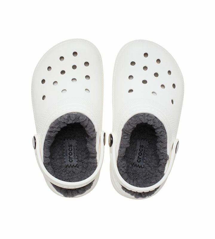 クロックス crocs【キッズ ボア】Classic Lined Clog Kids/クラシック ラインド クロッグ キッズ/ホワイトxグレー｜##