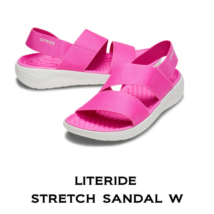 クロックス crocs【レディース サンダル】LiteRide Stretch Sandal Ws/ライトライド ストレッチ サンダル/E.ピンクxA.ホワイト｜##