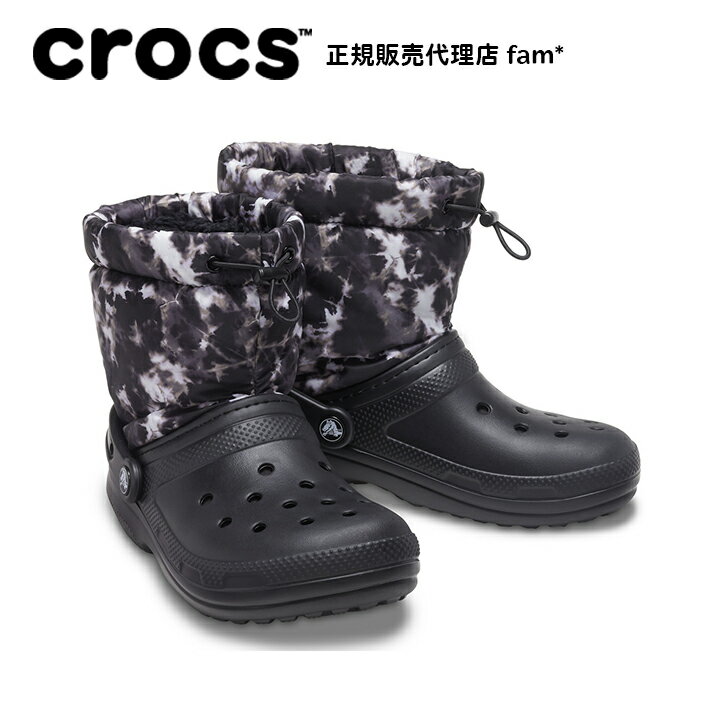 クロックス crocs【メンズ レディース ブーツ】Classic Lined Neo Puff Tie-Dye Boot/クラシック ラインド ネオパフ タイダイ ブーツ/ブラック｜##