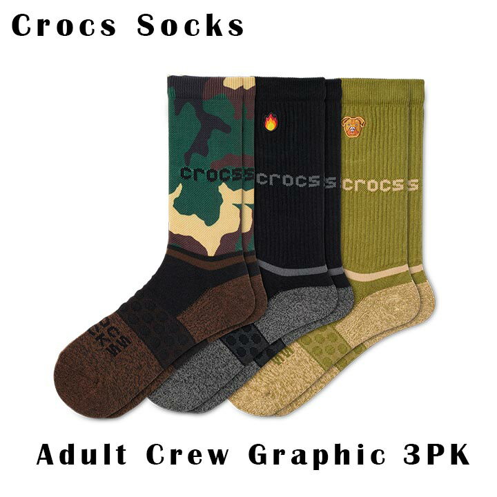 å ꡼socks åCrocs Socks Adult Crew Graphic 3-Pack / å å  롼 եå 3ѥå/֥åߥ207862-0DQ