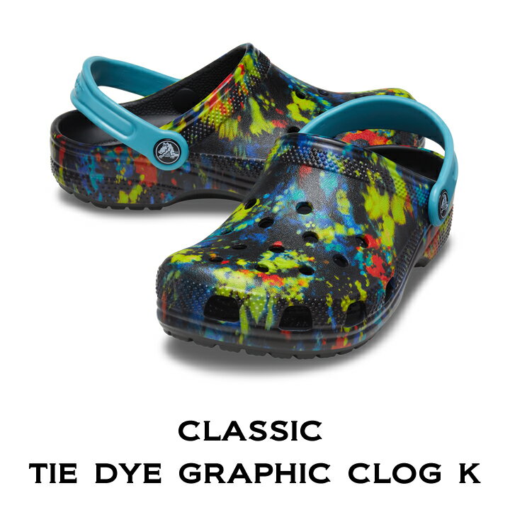 クロックス crocs【キッズ サンダル】Classic Tie Dye Graphic Clog K/クラシック タイ ダイ グラフィック クロッグ K/タートニック×マルチ｜**