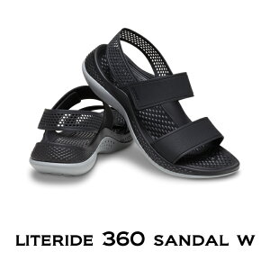 クロックス crocs【レディース サンダル】LiteRide 360 Sandal W/ライトライド 360 サンダル/ブラックxライトグレー｜☆