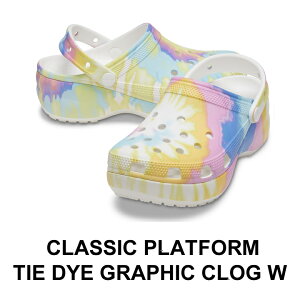 クロックス crocs【レディース サンダル】Classic Platform Tie Dye Graphic Clog w/ クラシック プラットフォーム タイダイ グラフィック クロッグ W｜##