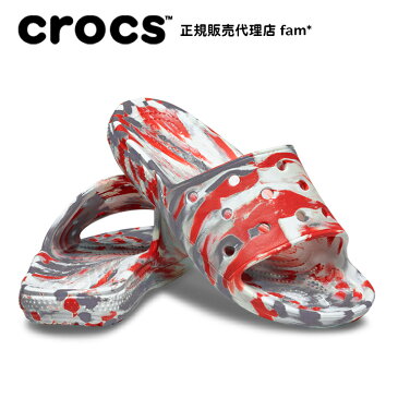 クロックス crocs【メンズ レディース サンダル】Classic Crocs Marbled Slide/クラシック クロックス マーブルド スライド/フレーム×ホワイト｜**