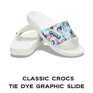 クロックス crocs【メンズ レディース サンダル】Classic Crocs Tie Dye Graphic Slide/クラシック クロックス タイ ダイ グラフィック スライド/マルチ×ホワイト｜**